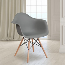 Alonza Series Moss Gray Plastic Chair with Wooden Legs [FLF-FH-132-DPP-GY-GG]