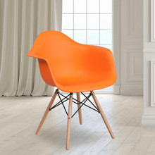 Alonza Series Orange Plastic Chair with Wooden Legs [FLF-FH-132-DPP-OR-GG]
