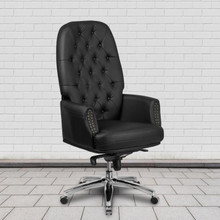 High Back Traditional Tufted Black LeatherSoft Multifunction Executive Swivel Ergonomic Office Chair with Arms [FLF-BT-90269H-BK-GG]