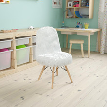 Shaggy Faux Fur White Accent Chair - Shag Style Kids Chair for Ages 5-7 - Kids Playroom Chair [FLF-DL-DA2018-1-W-GG]