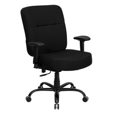 HERCULES Series Big & Tall 400 lb. Rated Black Fabric Rectangular Back Ergonomic Office Chair with Arms [FLF-WL-735SYG-BK-A-GG]