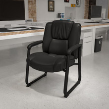 Reception Chairs | Black LeatherSoft Side Chairs for Reception and Office [FLF-GO-2138-GG]