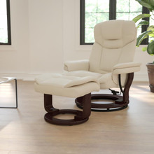 Recliner Chair with Ottoman | Beige LeatherSoft Swivel Recliner Chair with Ottoman Footrest [FLF-BT-7821-BGE-GG]