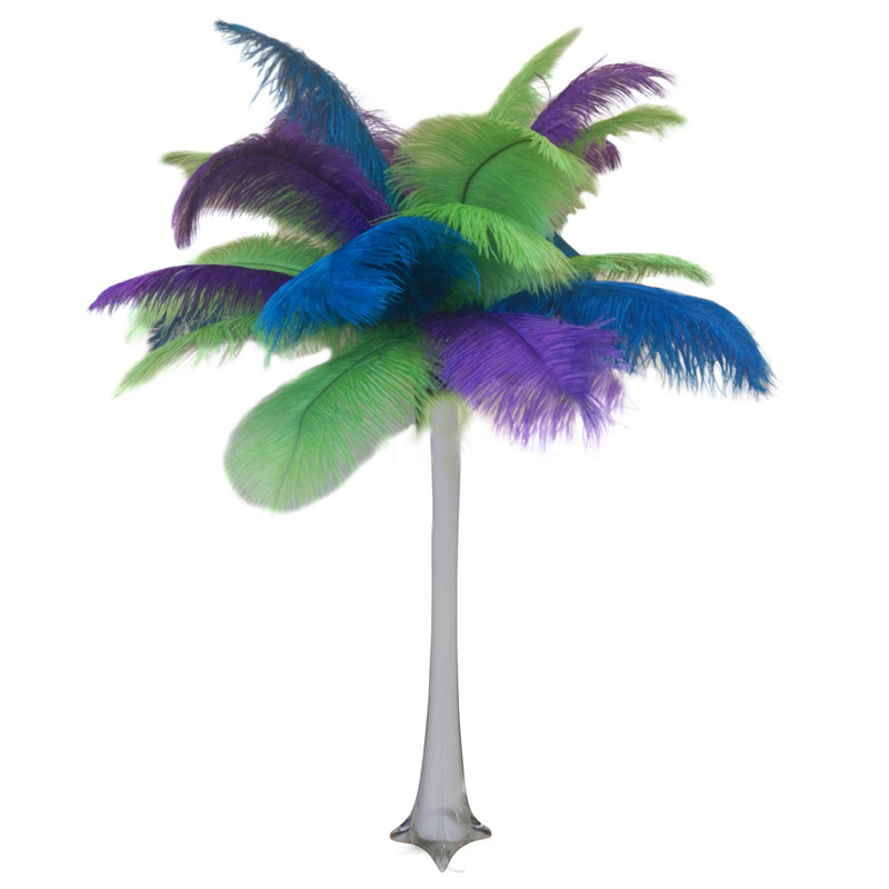 20 Tall Ostrich Feather Centerpiece Kits With Round Eiffel Tower Vase 