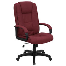 High Back Burgundy Fabric Executive Swivel Office Chair with Arms [FLF-GO-5301B-BY-GG]