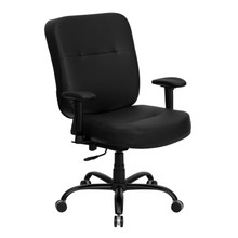 HERCULES Series Big & Tall 400 lb. Rated Black LeatherSoft Executive Ergonomic Office Chair with Adjustable Arms [FLF-WL-735SYG-BK-LEA-A-GG]