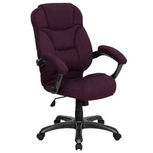 High Back Grape Microfiber Contemporary Executive Swivel Ergonomic Office Chair with Arms [FLF-GO-725-GRPE-GG]