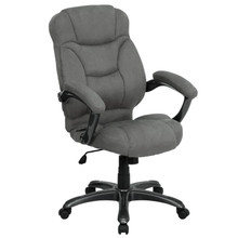 High Back Gray Microfiber Contemporary Executive Swivel Ergonomic Office Chair with Arms [FLF-GO-725-GY-GG]