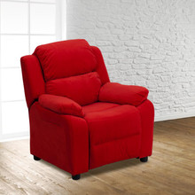 Deluxe Padded Contemporary Red Microfiber Kids Recliner with Storage Arms [FLF-BT-7985-KID-MIC-RED-GG]