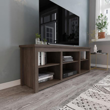 Kilead Farmhouse TV Stand for up to 80" TVs - 65" Engineered Wood Framed Media Console with Open Storage in Modern Espresso Finish  [FLF-GC-MBLK66-ESP-GG]
