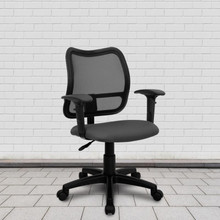 Mid-Back Gray Mesh Swivel Task Office Chair with Adjustable Arms [FLF-WL-A277-GY-A-GG]