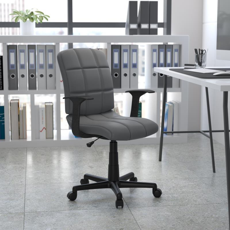 Grey quilted office discount chair