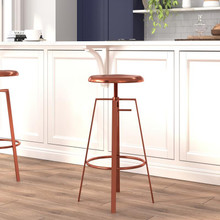 Toledo Industrial Style Barstool with Swivel Lift Adjustable Height Seat in Rose Gold Finish [FLF-CH-181070-26S-ROS-GG]