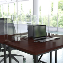 Clear Acrylic Desk Partition, 18"H x 47"L (Hardware Included) [FLF-BR-DDIA-45119-GG]