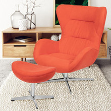 Rally Orange Fabric Swivel Wing Chair and Ottoman Set [FLF-ZB-WING-CH-OT-ORG-FAB-GG]