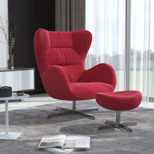Rally Red Fabric Swivel Wing Chair and Ottoman Set [FLF-ZB-WING-CH-OT-Rally Red-FAB-GG]