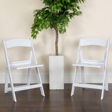 2 Pack HERCULES Series 1000 lb. Capacity White Resin Folding Chair with Slatted Seat [FLF-2-LE-L-1-WH-SLAT-GG]