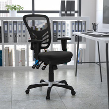Mid-Back Black Mesh Multifunction Executive Swivel Ergonomic Office Chair with Adjustable Arms [FLF-HL-0001-GG]