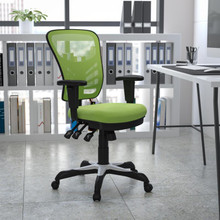 Mid-Back Green Mesh Multifunction Executive Swivel Ergonomic Office Chair with Adjustable Arms [FLF-HL-0001-GN-GG]
