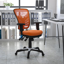 Mid-Back Orange Mesh Multifunction Executive Swivel Ergonomic Office Chair with Adjustable Arms [FLF-HL-0001-OR-GG]