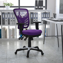 Mid-Back Purple Mesh Multifunction Executive Swivel Ergonomic Office Chair with Adjustable Arms [FLF-HL-0001-PUR-GG]