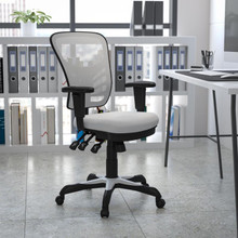 Mid-Back White Mesh Multifunction Executive Swivel Ergonomic Office Chair with Adjustable Arms [FLF-HL-0001-WH-GG]