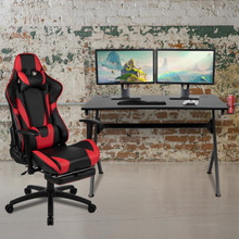 Black Gaming Desk and Red/Black Reclining Gaming Chair Set