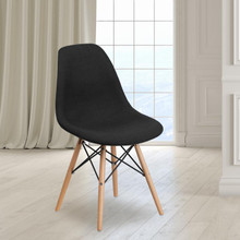 Elon Series Genoa Black Fabric Chair with Wooden Legs [FLF-FH-130-DCV1-FC01-GG]