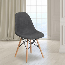 Elon Series Siena Gray Fabric Chair with Wooden Legs [FLF-FH-130-DCV1-FC100-GG]