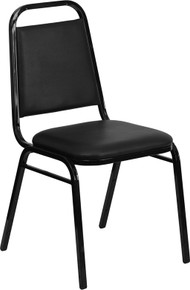 Black Vinyl Stacking Banquet Chair with Trapezoidal Back with Black Frame