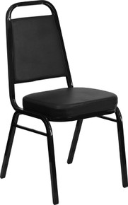 Black Vinyl THICK CUSHION Stacking Banquet Chair with Black Frame