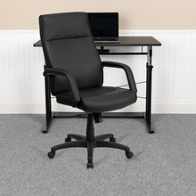 High Back Black LeatherSoft Executive Swivel Ergonomic Office Chair with Memory Foam Padding and Arms [FLF-BT-90033H-BK-GG]