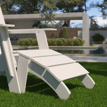 Sawyer Modern All-Weather Poly Resin Wood Adirondack Ottoman Foot Rest in White [FLF-JJ-C14309-WH-GG]
