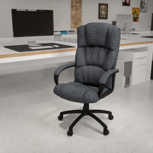 High Back Gray Fabric Executive Swivel Office Chair with Arms [FLF-BT-9022-BK-GG]