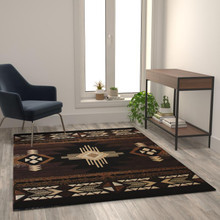 Mohave Collection 5' x 7' Chocolate Traditional Southwestern Style Area Rug - Olefin Fibers with Jute Backing [FLF-ACD-RG136-57-CO-GG]
