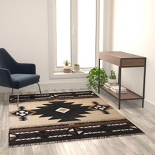 Mohave Collection 5' x 7' Brown Traditional Southwestern Style Area Rug - Olefin Fibers with Jute Backing [FLF-ACD-RGELYF-57-BN-GG]