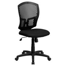 Mid-Back Designer Back Swivel Task Office Chair with Fabric Seat [FLF-WL-3958SYG-BK-GG]