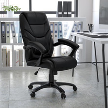 High Back Black LeatherSoft Executive Swivel Ergonomic Office Chair with Arms [FLF-GO-724H-BK-LEA-GG]