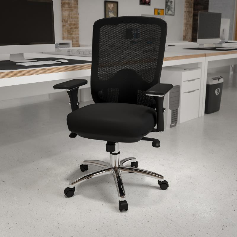 HERCULES Series 24 7 Intensive Use Big Tall 350 lb. Rated Black Mesh Multifunction Swivel Ergonomic Office Chair FLF LQ 2 BK GG