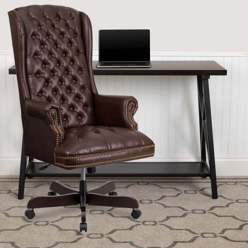 Tufted leather discount executive office chair