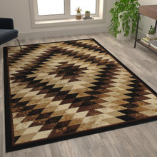 Teagan Collection Southwestern 6' x 9' Brown Area Rug - Olefin Rug with Jute Backing - Entryway, Living Room, Bedroom [FLF-OKR-RG1106-69-BN-GG]
