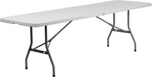 30"W x 96"L Granite White Plastic Bi-Folding Table