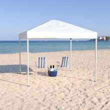 10'x10' White Outdoor Pop Up Event Slanted Leg Canopy Tent with Carry Bag [FLF-JJ-GZ1010-WH-GG]