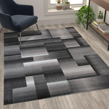 Elio Collection 5' x 7' Gray Color Blocked Area Rug - Olefin Rug with Jute Backing - Entryway, Living Room, or Bedroom [FLF-ACD-RGTRZ861-57-GY-GG]