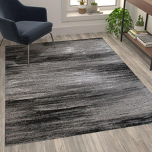Rylan Collection 5' x 7' Gray Scraped Design Area Rug - Olefin Rug with Jute Backing - Living Room, Bedroom, Entryway [FLF-ACD-RGTRZ863-57-GY-GG]