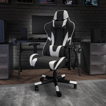 X20 Gaming Chair Racing Office Ergonomic Computer PC Adjustable Swivel Chair with Fully Reclining Back in Black LeatherSoft [FLF-CH-187230-1-BK-GG]