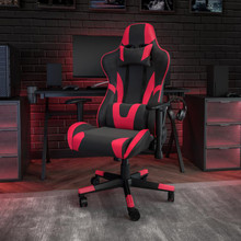 X20 Gaming Chair Racing Office Ergonomic Computer PC Adjustable Swivel Chair with Fully Reclining Back in Red LeatherSoft [FLF-CH-187230-1-Red-GG]