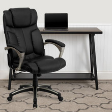 High Back Folding Black LeatherSoft Executive Swivel Office Chair with Arms [FLF-BT-9875H-GG]