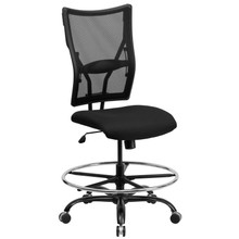 HERCULES Series Big & Tall 400 lb. Rated Black Mesh Ergonomic Drafting Chair [FLF-WL-5029SYG-D-GG]