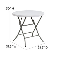 32" Round Granite White Plastic Folding Standard Height Table